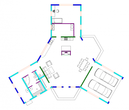 Планировка первого этажа дома в Саблино