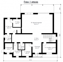 Планировка первого этажа дома в Санино