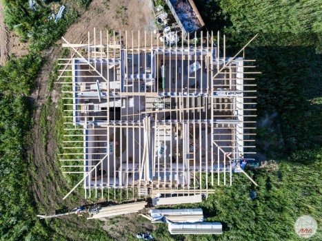 Стройка дома из газобетона в Санино, аэросъемка