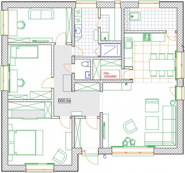 Планировка одноэтажного дома по технологии Velox на УШП в Вартемягах