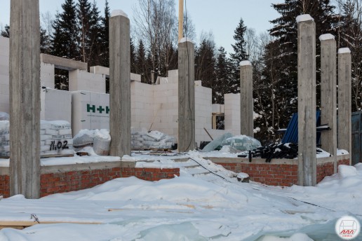 Стройка дома из газобетона в Дранишниках, февраль 2018