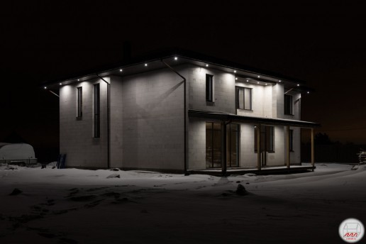Подсветка дома из газобетона в Санино