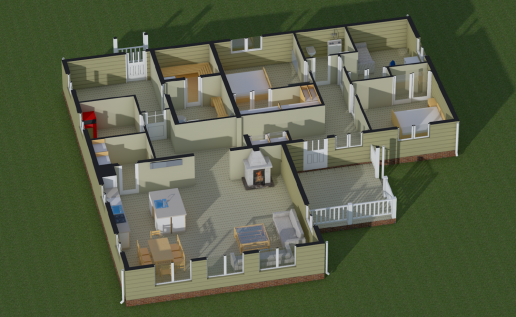 Планировка одноэтажного каркасного дома на УШП в Дятлицах (155 м2)