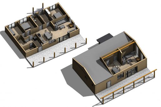 3D версия планировки каркасного дома 8,6х13, объект Белоостров-10
