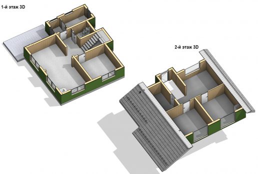 Планировка дома 8*10 в Приветном - 3D вариант