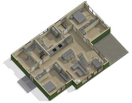 3D модель планировки каркасного дома в Ганино