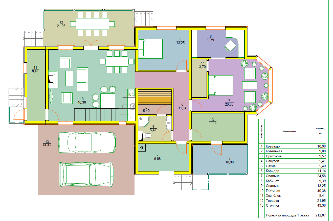 план первого этажа частного дома