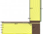 Температурное поле расчетного фрагмента узла сопряжения наружной стены с перекрытием - текущий вариант