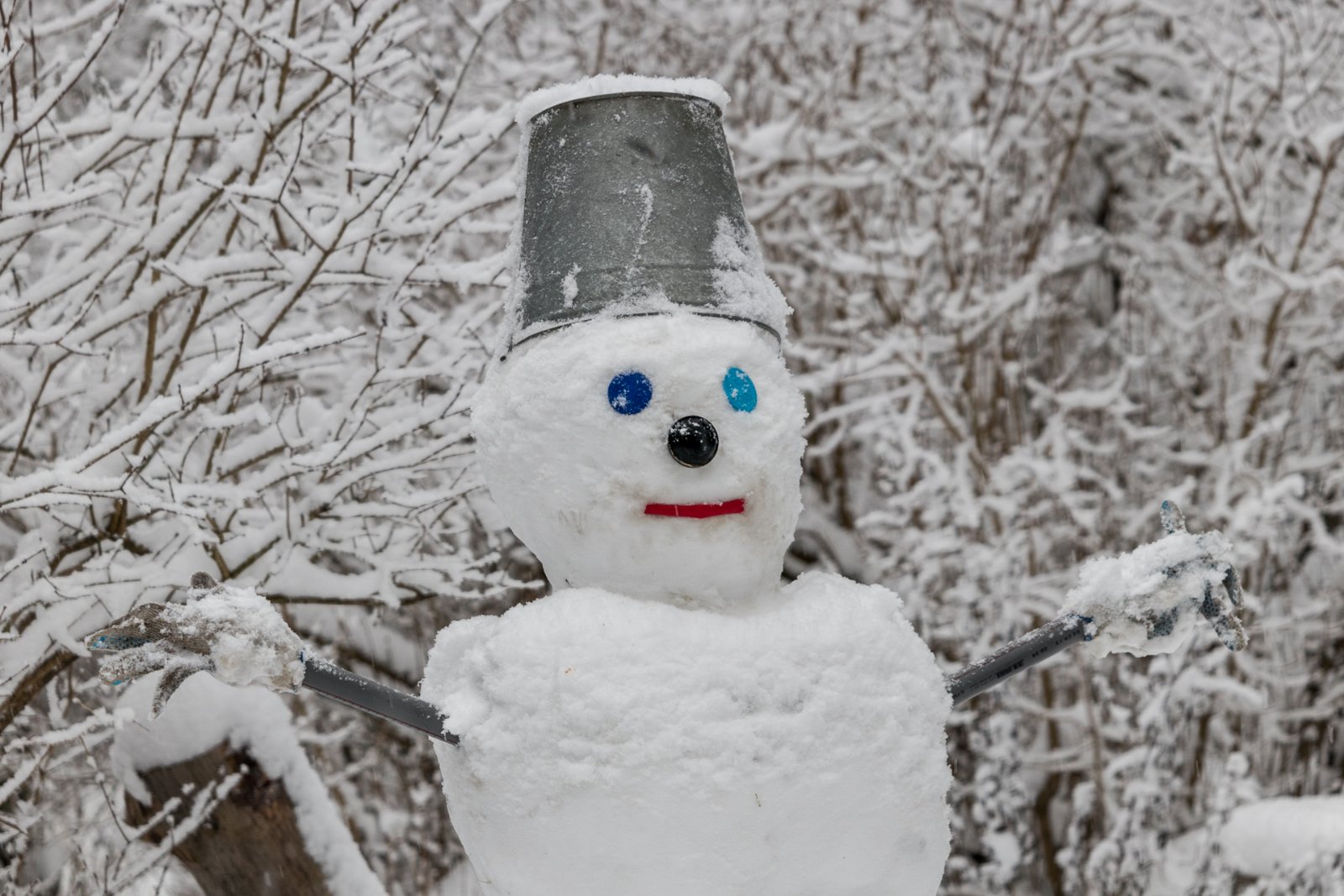 Снежная баба. Снеговик из снега. Лепка снеговиков из снега. Снеговик с ведром на голове. Снеговик слепленный.