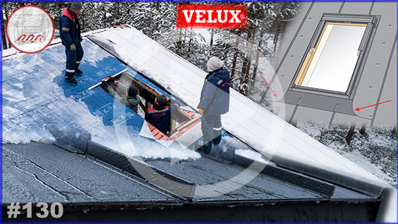 Установка мансардного окна Velux в крышу кликфальц про